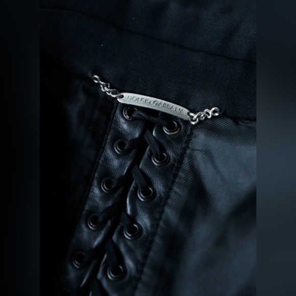 Dolce & Gabbana Wool Leather Lace Up Coat Double Breasted 40 Leather Fringe $9K - Picture 7 of 14